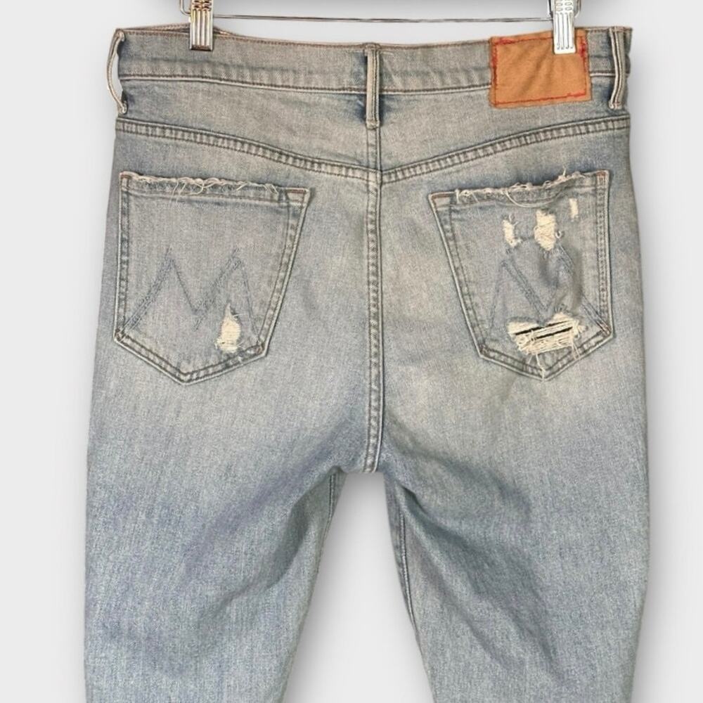 MOTHER Blue Ankle Cropped Jeans with Distressed Details - Picture 4 of 8